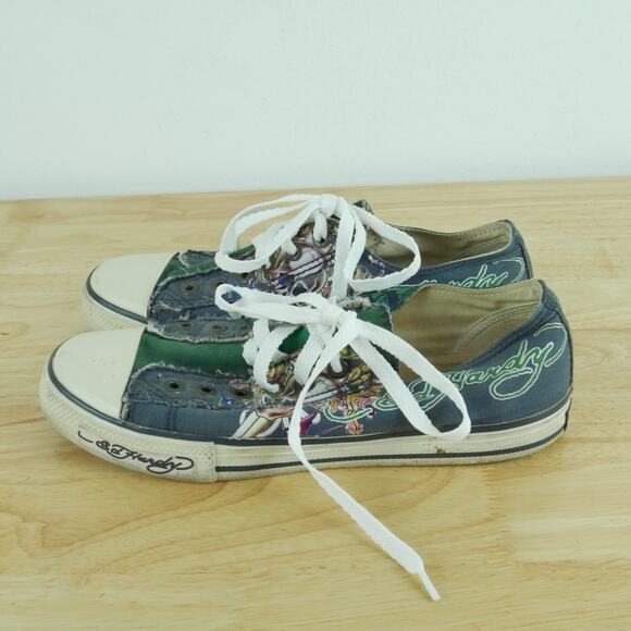 Ed Hardy Women's Size 10 Sneakers Slip On Low Rise Y2K Skull Tiger Graphic - Picture 5 of 16